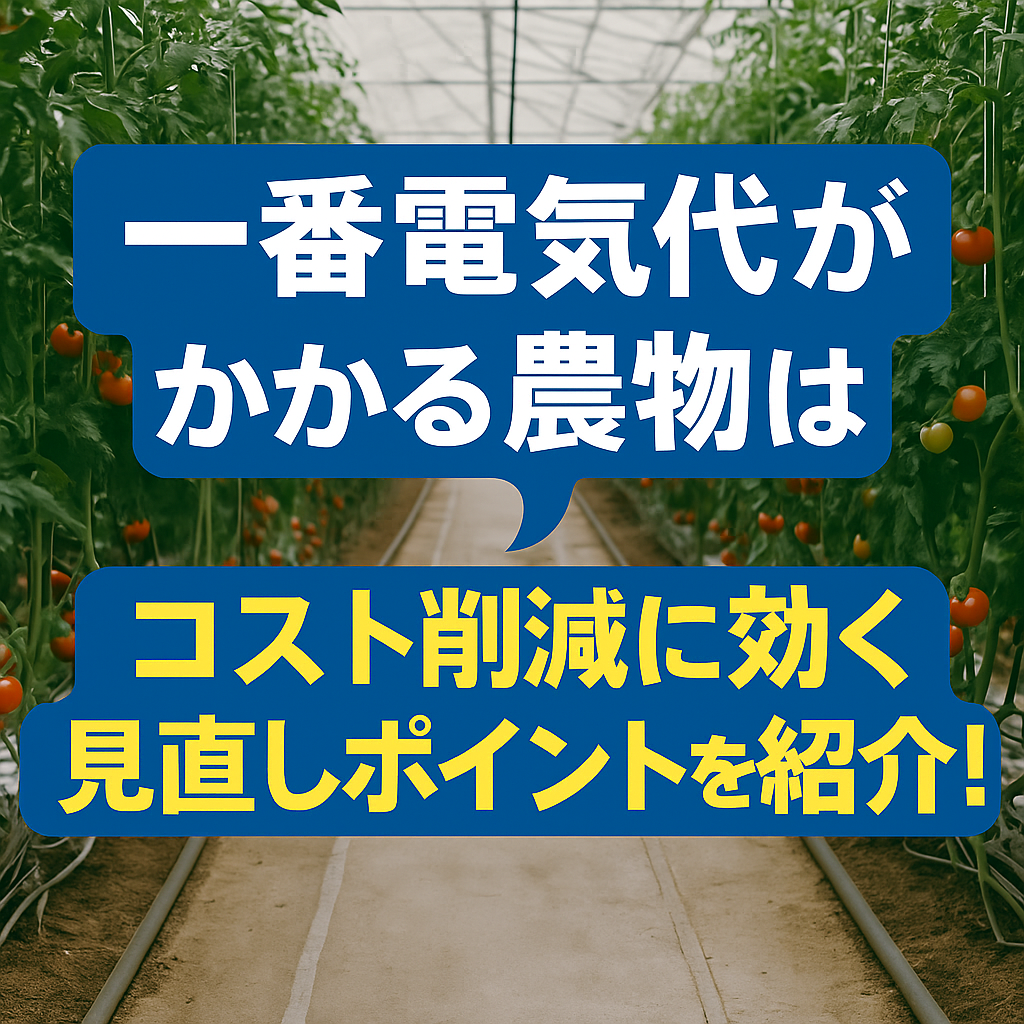 一番電気代がかかる農作物は？ コスト削減に効く見直しポイントを紹介！